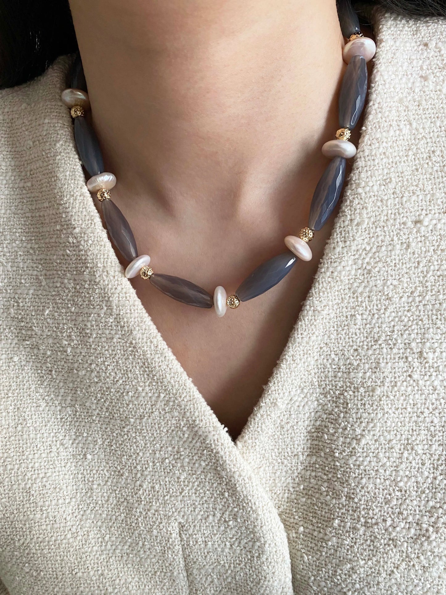 Gray Moonstone Necklace – Giovanni’s Room | HOTSHELLOW Stone Bookstore