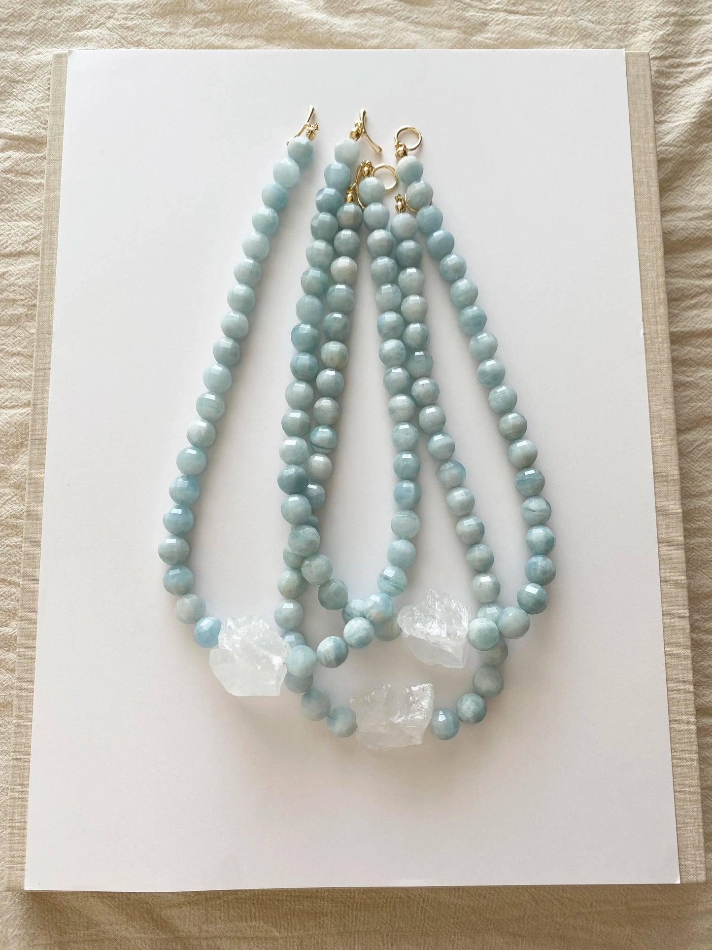 5A Aquamarine & Raw Clear Quartz Necklace – Summer Sky Edition | HOTSHELLOW Stone Bookstore