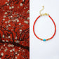 Blazing Ember Southern Red Agate Bracelet/ Necklace with Turquoise Charm