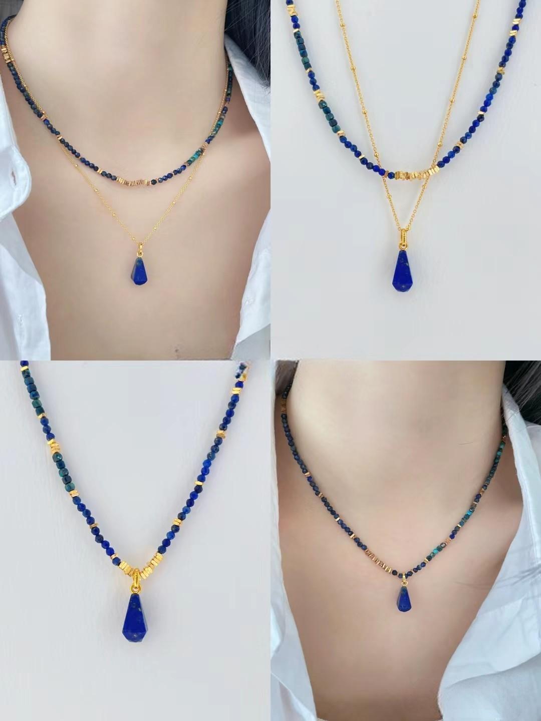 Azure Glow: Lapis Lazuli Double-Layer Necklace