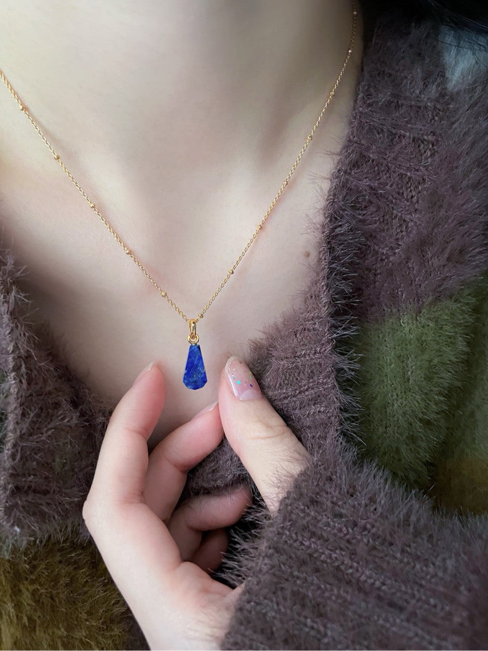 Azure Glow: Lapis Lazuli Double-Layer Necklace