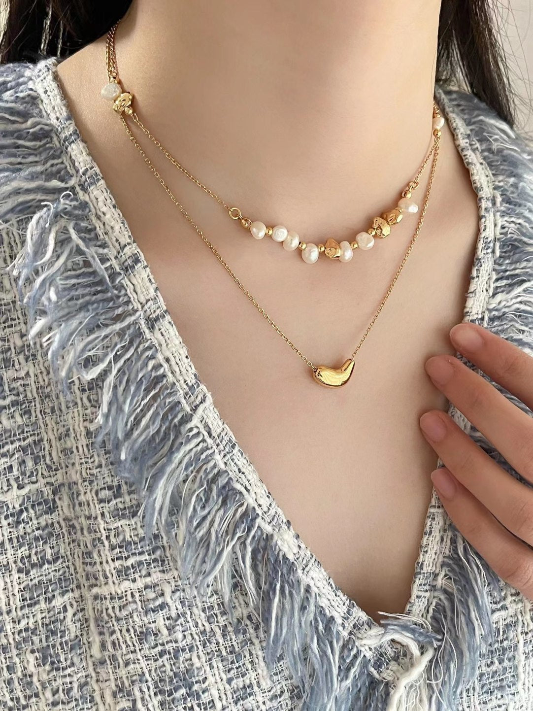 Baroque Elegance: S925 Gold-Plated Pearl Necklace