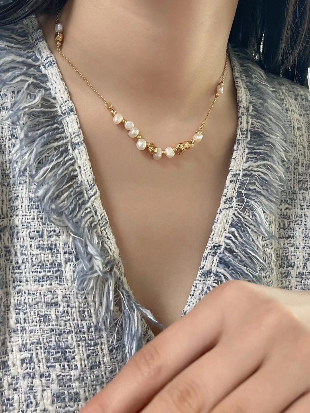 Baroque Elegance: S925 Gold-Plated Pearl Necklace