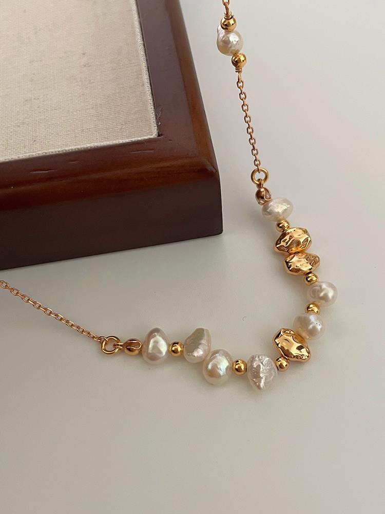 Baroque Elegance: S925 Gold-Plated Pearl Necklace