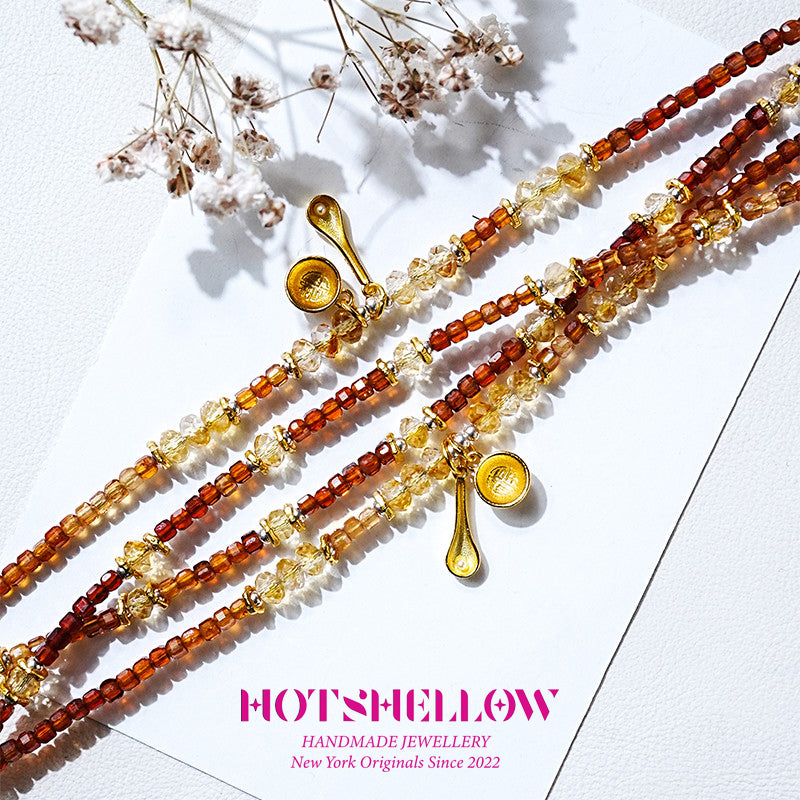 Citrine & Spessartite Garnet Dual Strand Bracelet