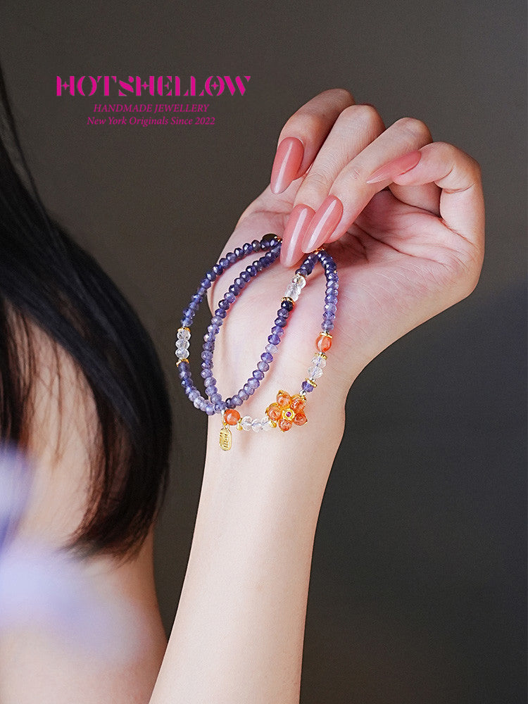 Cordierite_and_South_Red_Agate_Faceted_Bracelet-HOTSHELLOW-P5