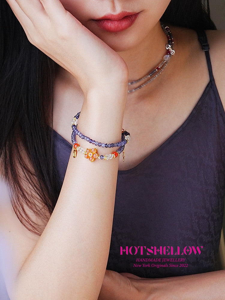 Cordierite_and_South_Red_Agate_Faceted_Bracelet-HOTSHELLOW-P7