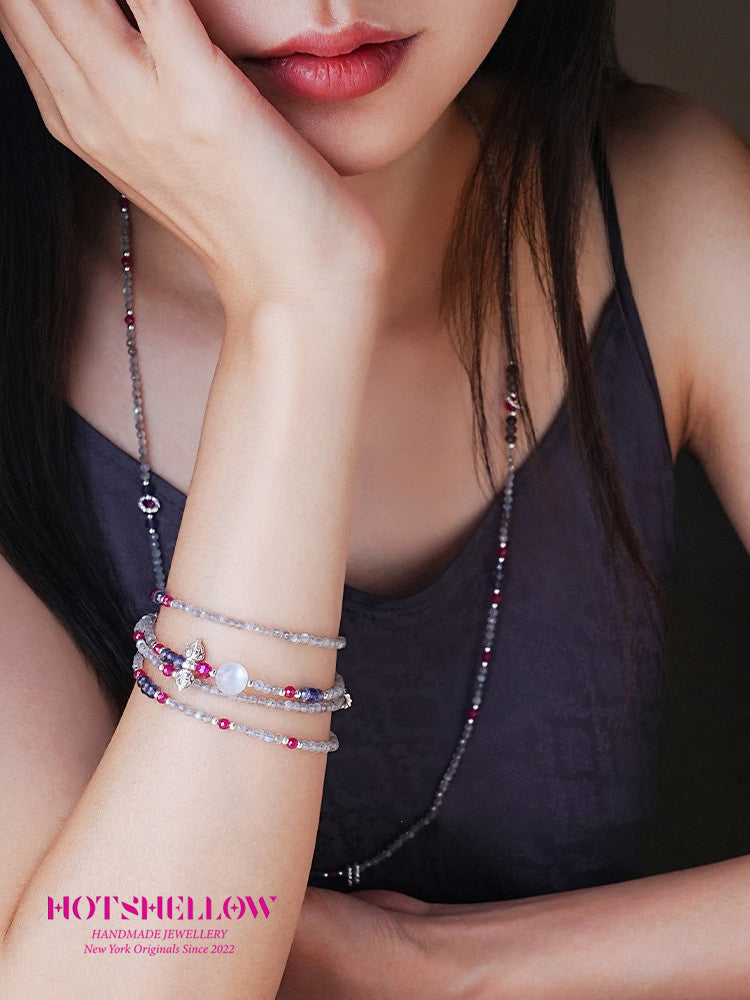 Dreamscapes Blue Moonstone_Ruby Multi-Layered Necklace Bracelet-HOTSHELLOW-P2