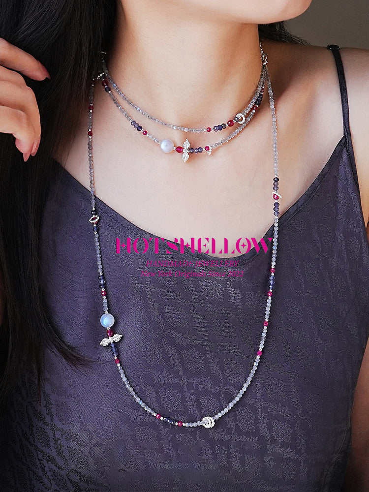 Dreamscapes Blue Moonstone_Ruby Multi-Layered Necklace Bracelet-HOTSHELLOW-P5