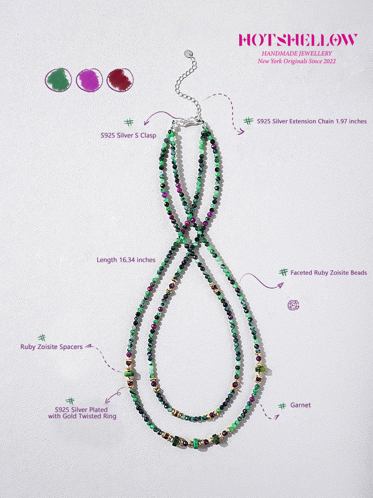 Emerald Harmony Czech Bead Double-Layer Necklace