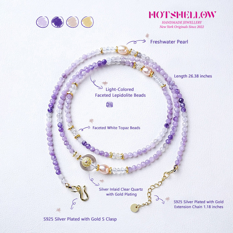 Lavender Sunset Lilac Beaded Necklace and BraceletSet-HOTSHELLOW-P5