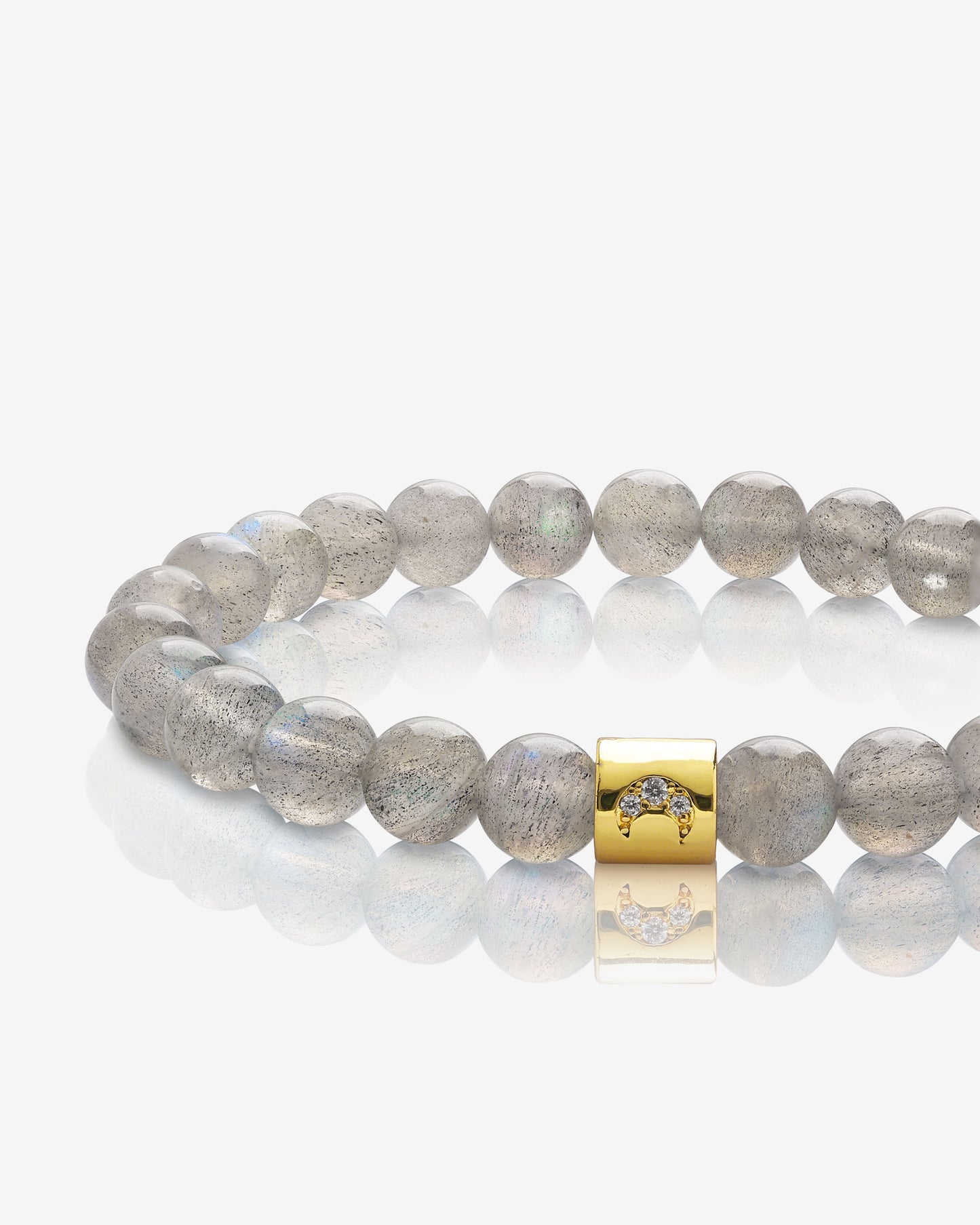 Moon Rondelle on Grey Moonstone Bracelet
