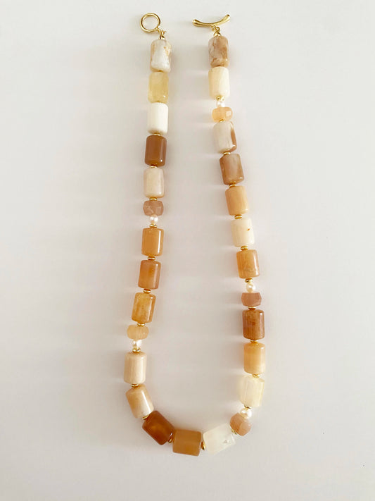 Moonstone & Calcite Necklace – The Infinite and the Finite | HOTSHELLOW Stone Bookstore