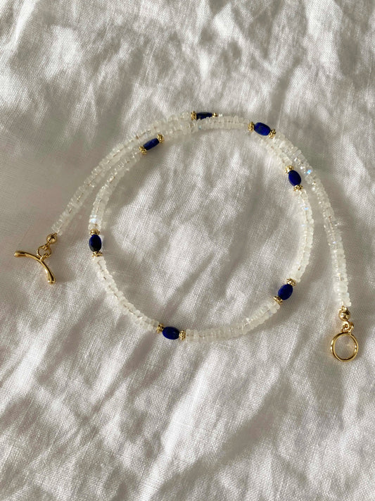 Moonstone & Lapis Lazuli Necklace – The Final Farewell | HOTSHELLOW Stone Bookstore
