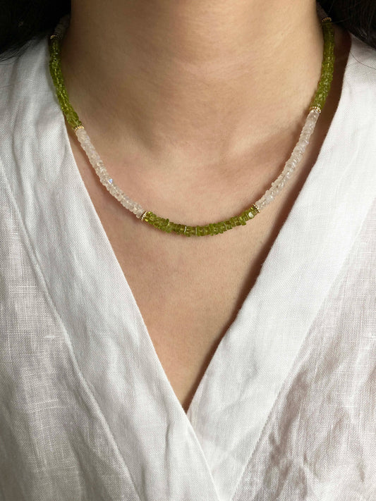 Moonstone & Peridot Necklace – The Valley of Isa | HOTSHELLOW Stone Bookstore