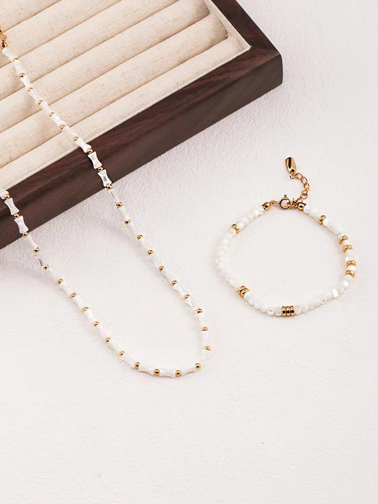 Mother-of-Pearl Beaded Necklace Set