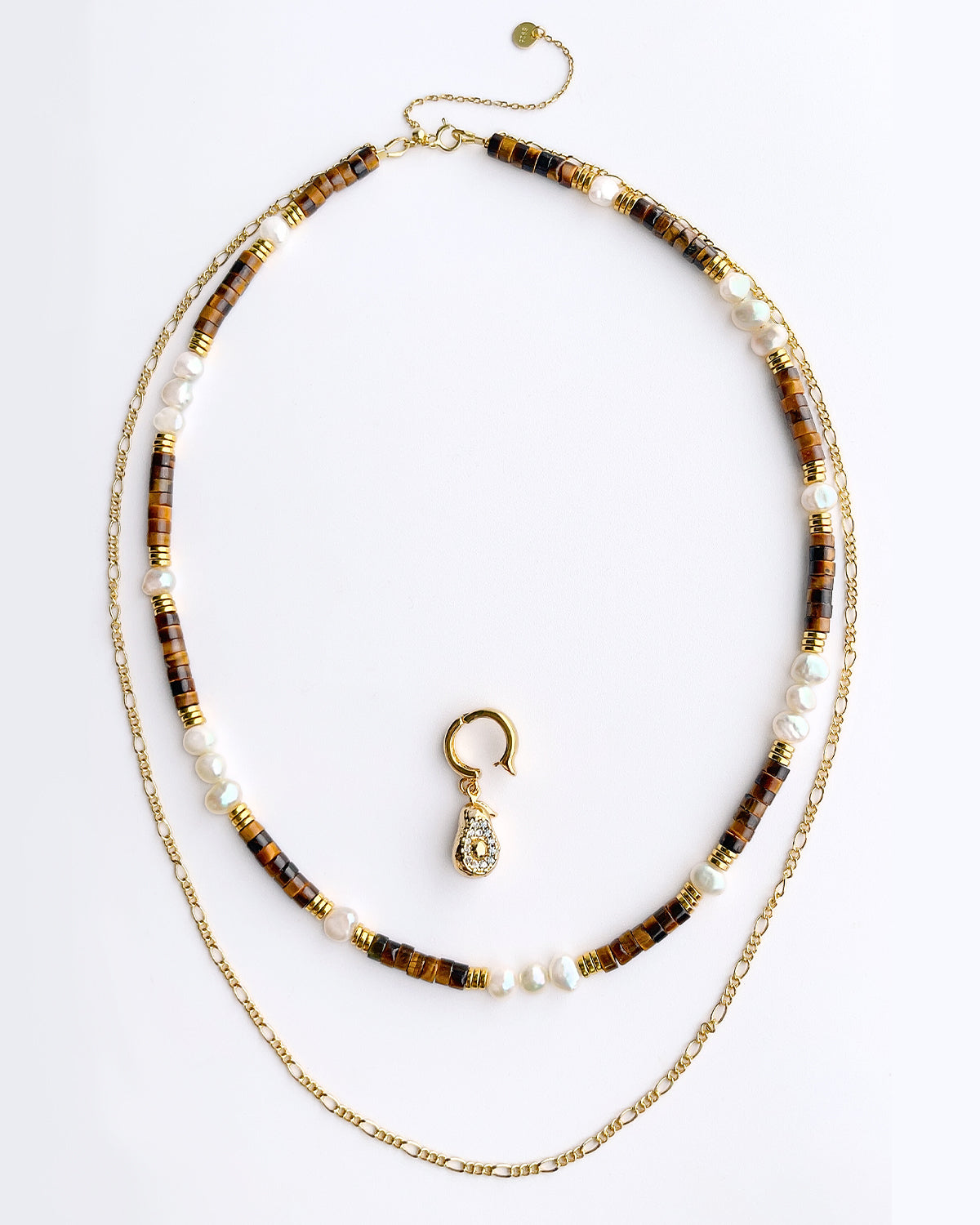 Tiger's Eye & Baroque Pearl Fruit Lover Layered Necklace