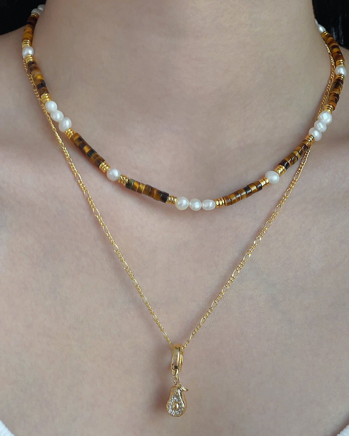 Vitality Tiger's Eye & Baroque Pearl Necklace