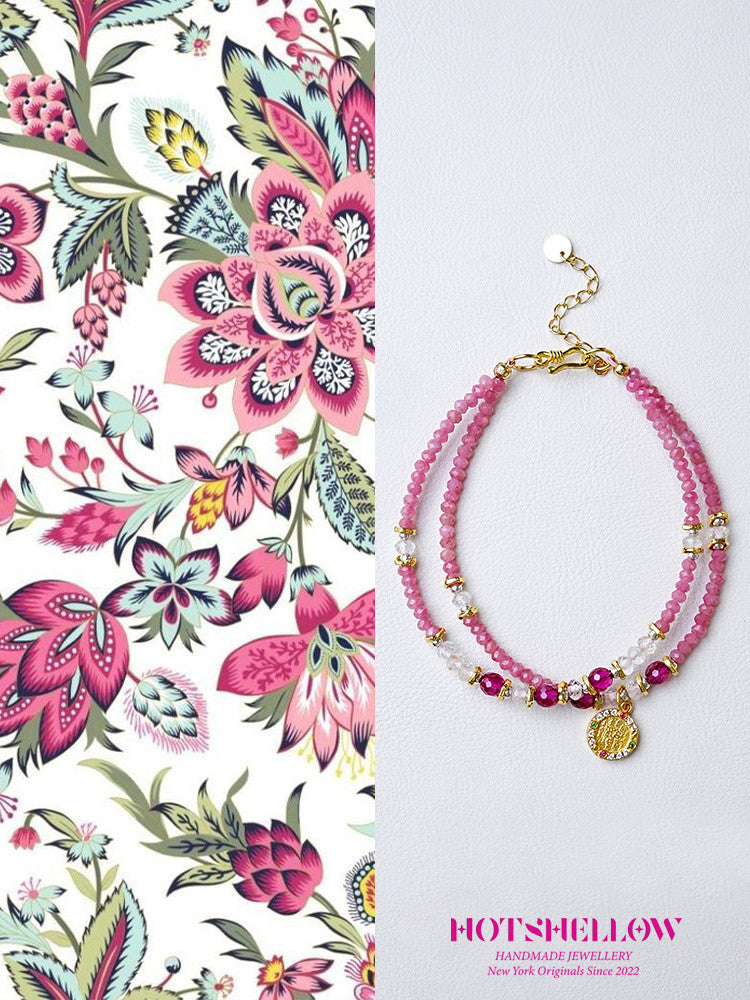 Ruby Blossom Radiance Double-Layer Bracelet