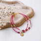 Ruby Blossom Radiance Double-Layer Bracelet