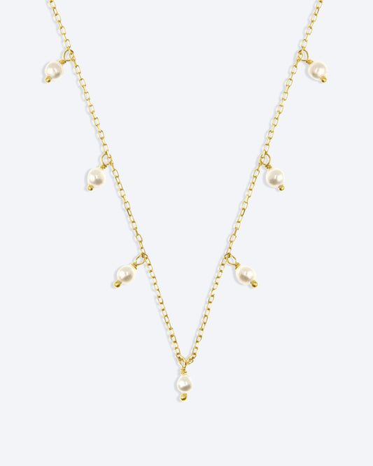 S925 Zierliche baumelnde Perlenkette 