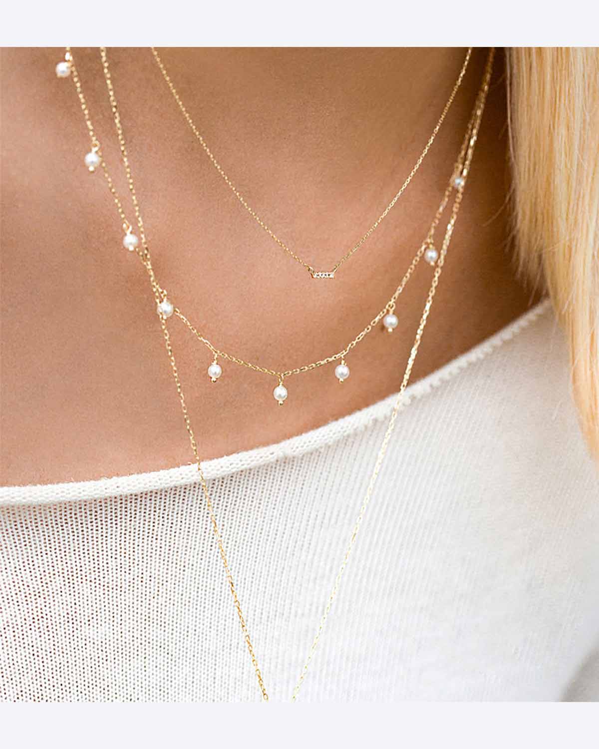 Collier de perles pendantes délicates S925 