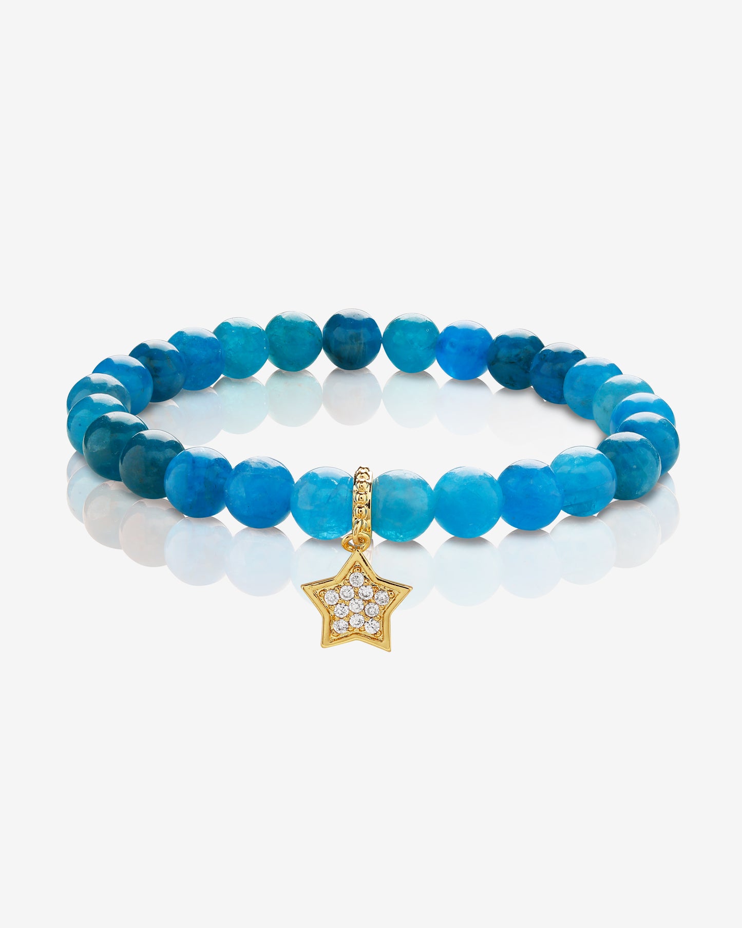 Star Dangling on Blue Apatite Crystal Bracelet