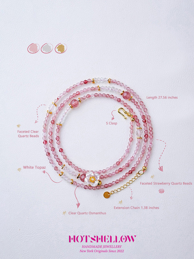 Strawberry Quartz Blossom Necklace-HOTSHELLOW-P5