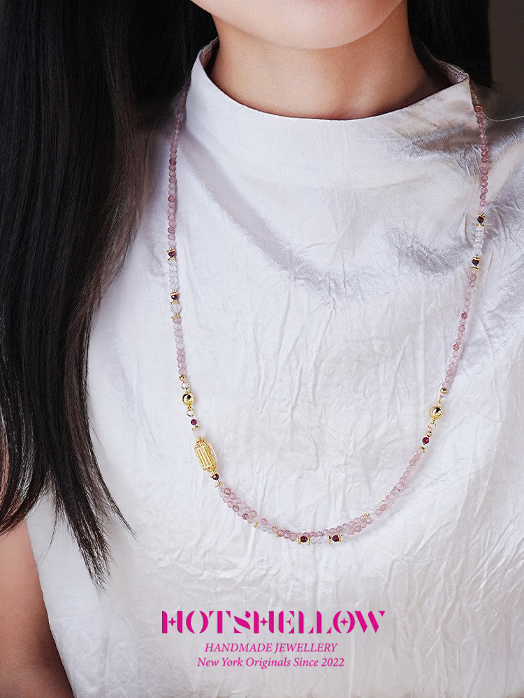 Strawberry_Quartz_Multi-Layer_Beaded_Necklace_with_Garnet_Accents-P2