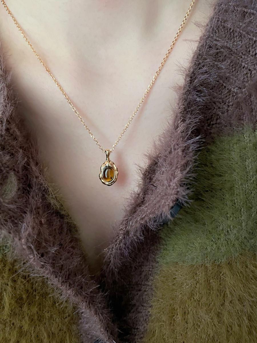 Tiger Eye Layered Pendant Necklace