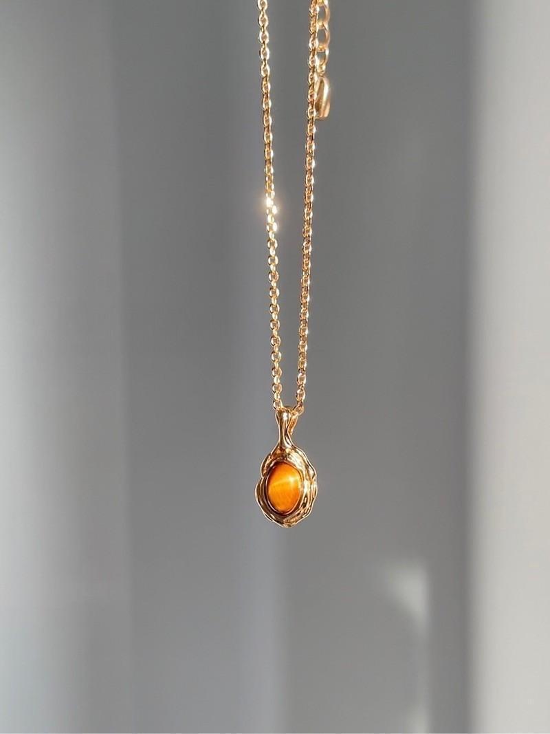 Tiger Eye Layered Pendant Necklace