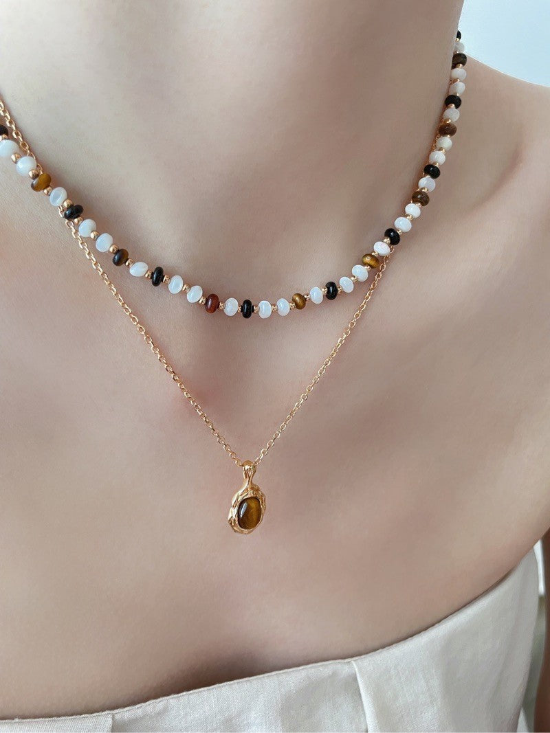 Tiger Eye Layered Pendant Necklace