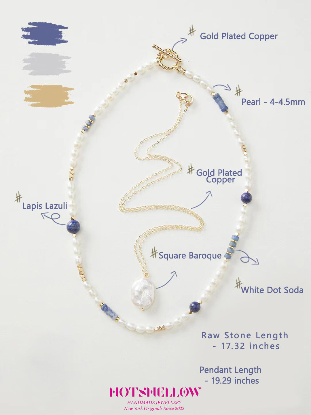 Tranquil Blue Lapis Pearl Necklace