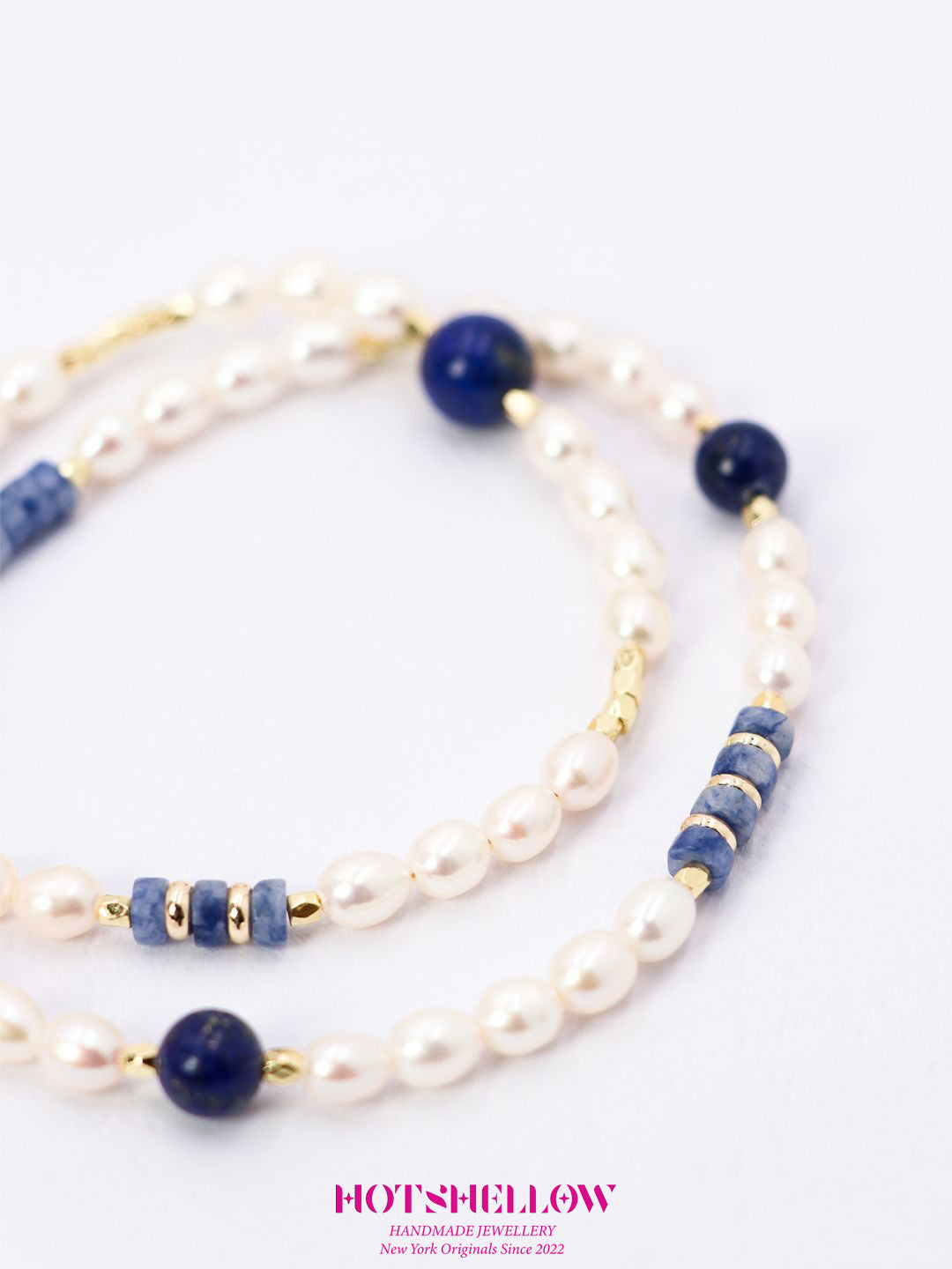 Tranquil Blue Lapis Pearl Necklace