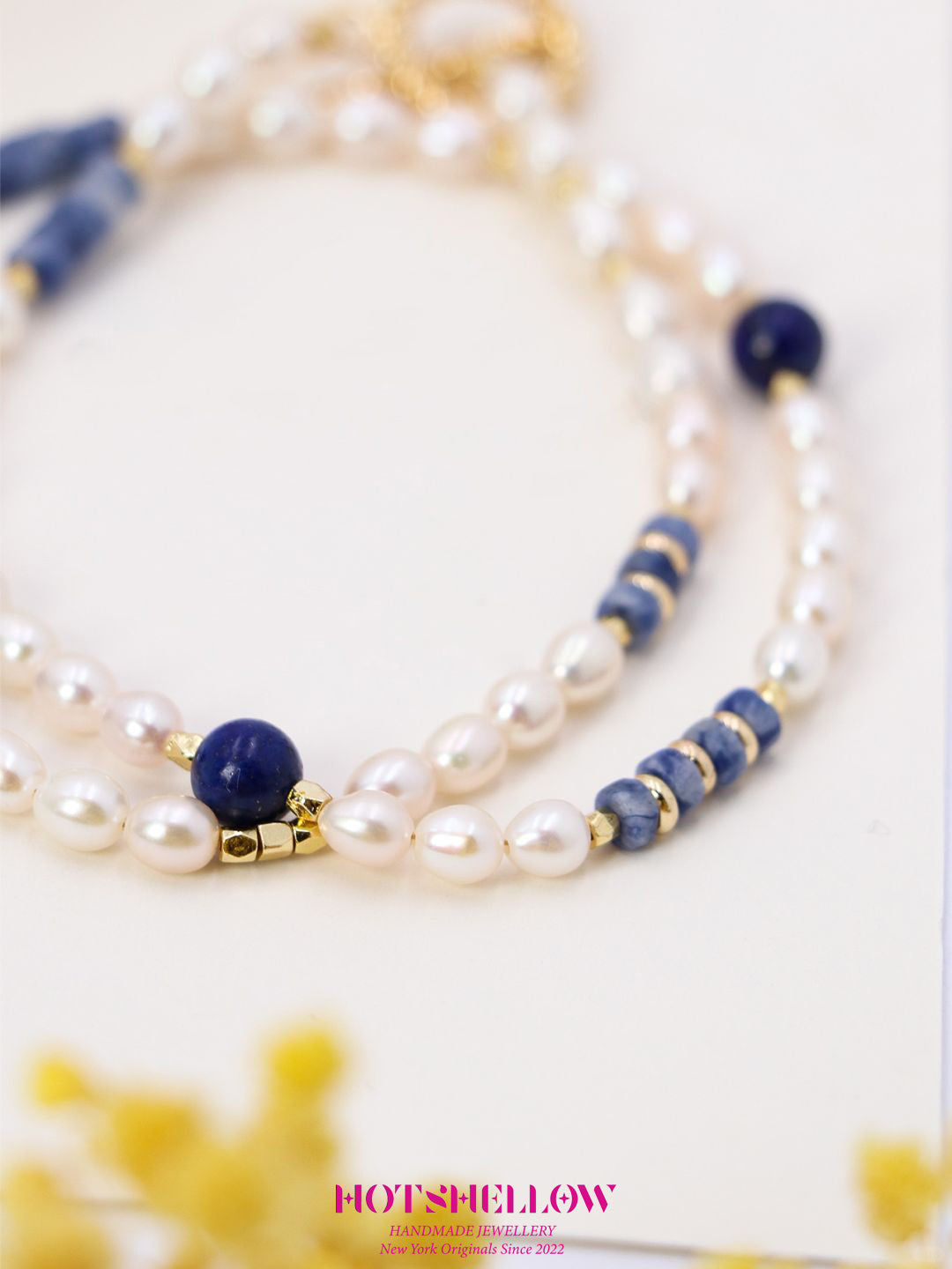 Tranquil Blue Lapis Pearl Necklace