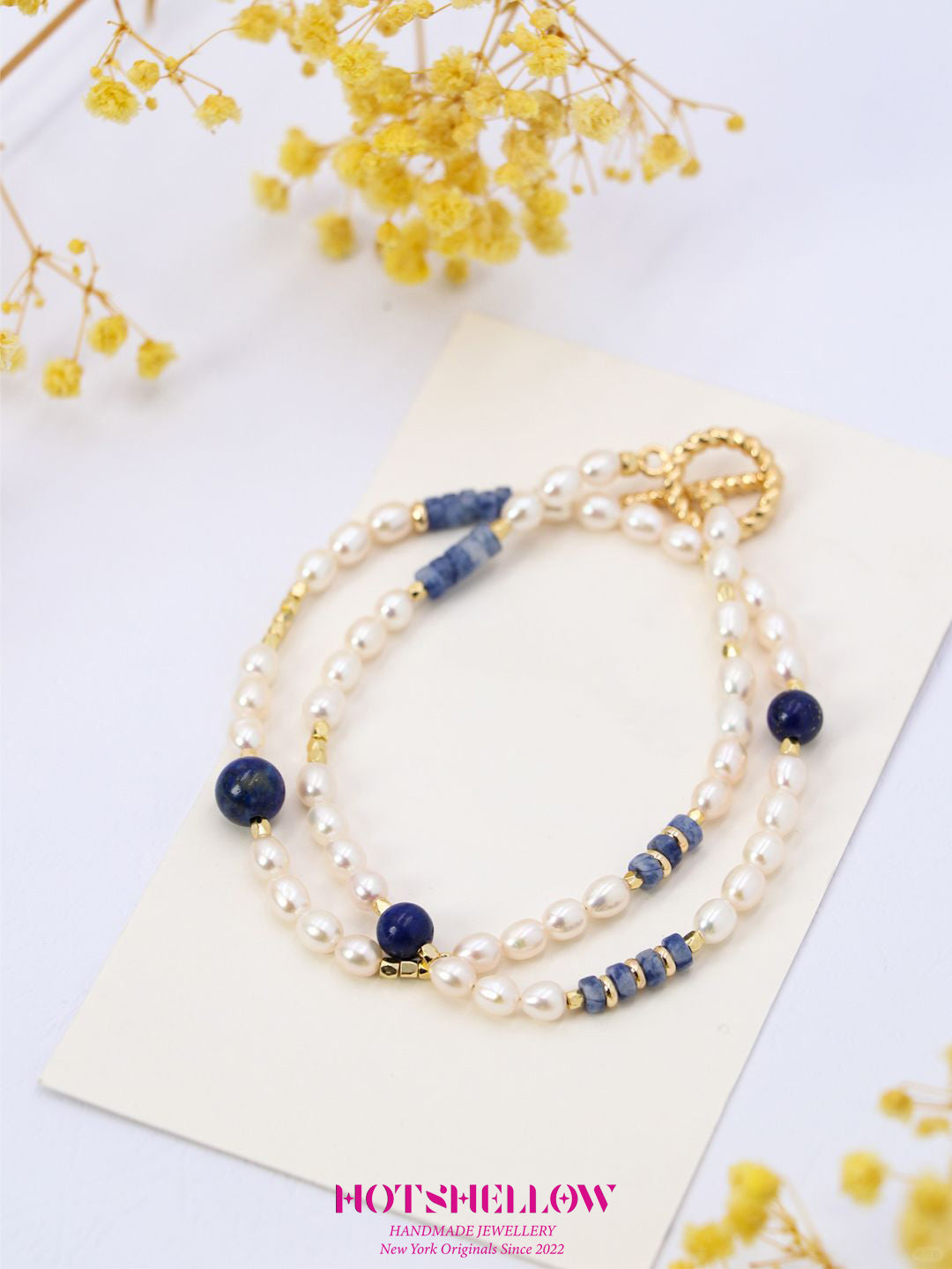 Tranquil Blue Lapis Pearl Necklace