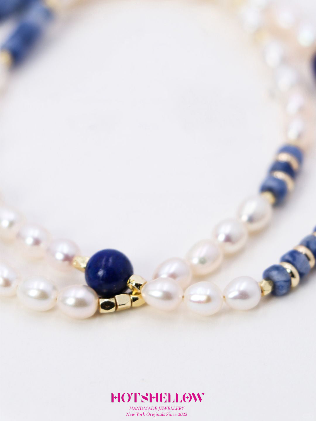 Tranquil Blue Lapis Pearl Necklace