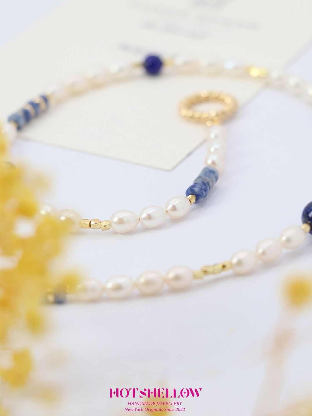 Tranquil Blue Lapis Pearl Necklace