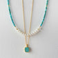 Tranquil Glow: Pearl and Amazonite Layered Necklace