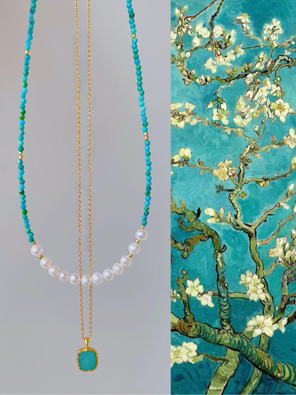 Tranquil Glow: Pearl and Amazonite Layered Necklace