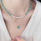 Tranquil Glow: Pearl and Amazonite Layered Necklace