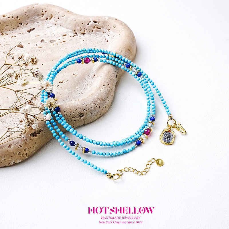 Turquoise Serenade Multi-Hoop Necklace-HOTSHELLOW-P4