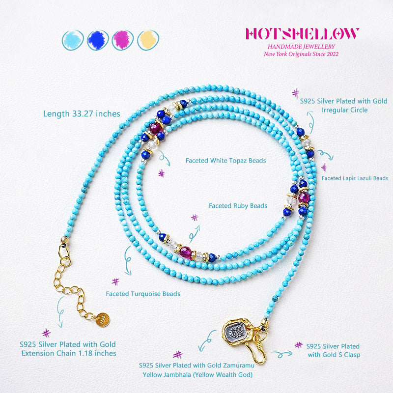 Turquoise Serenade Multi-Hoop Necklace-HOTSHELLOW-P5