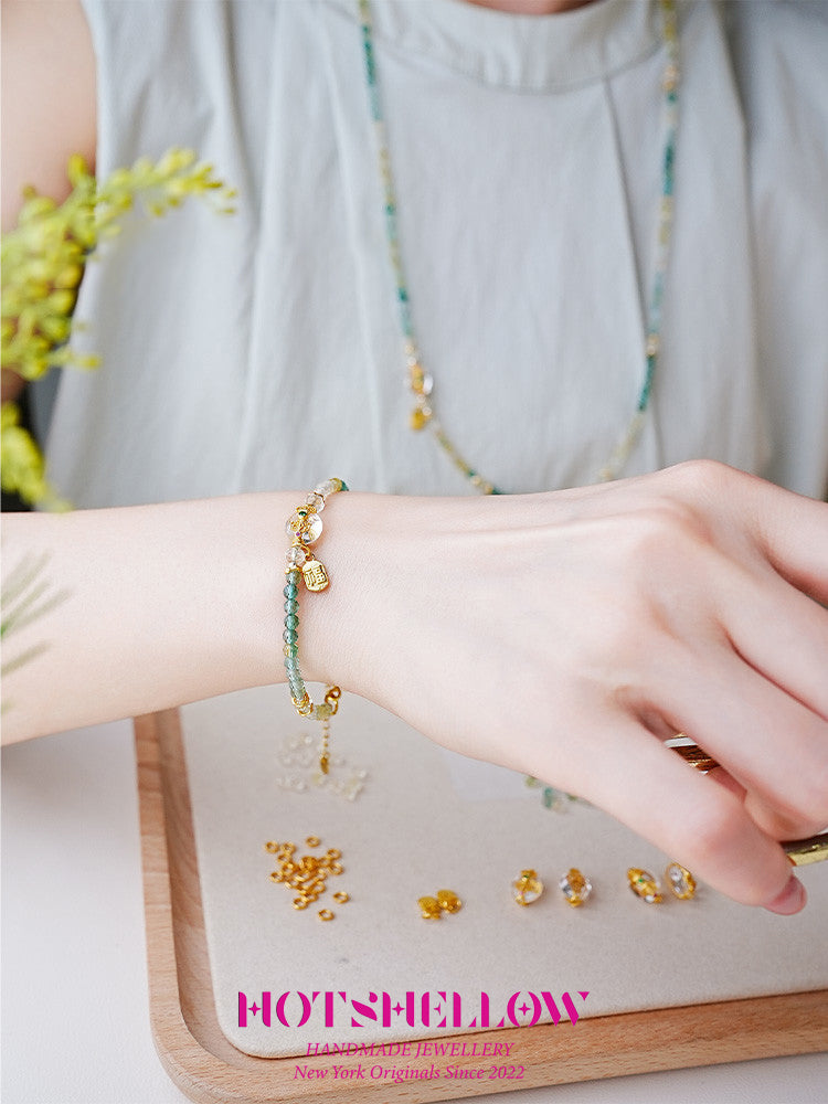 Verdant Glow Citrine Crystal Bracelet