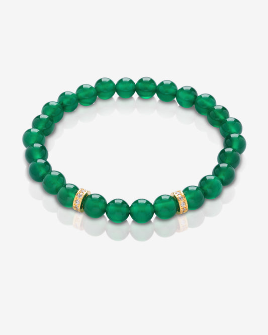 Zircon Rondelle Green Agate Bracelet-HOTSHELLOW-P1