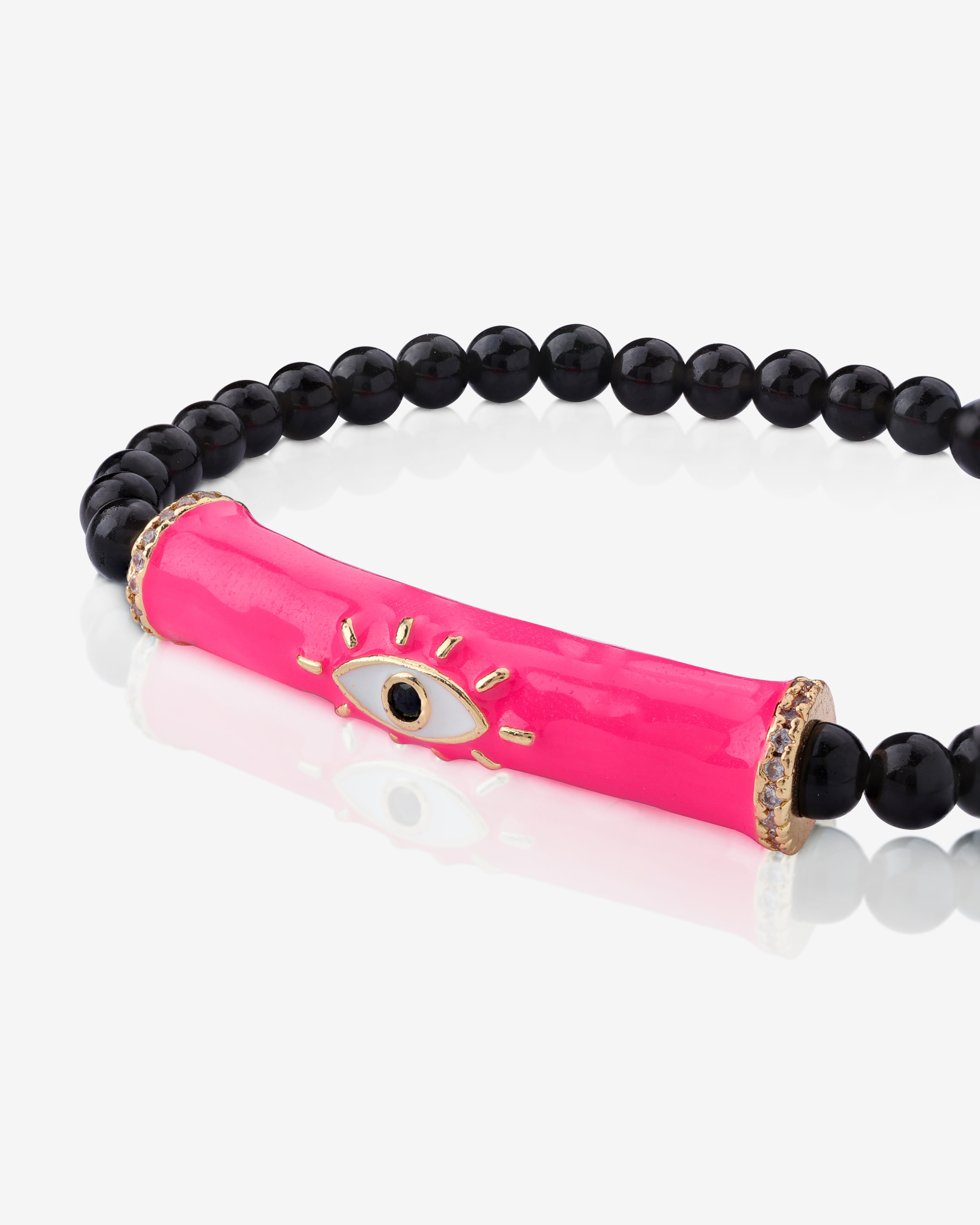 PINK COLLECTION - Hot Pink Synthesis 10mm Bead Bracelet - Rose Gold Wo